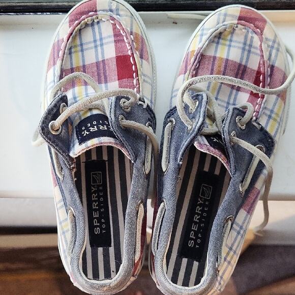 Sperry Kids Plaid Sneakers - Red, Blue, White - Picture 6 of 8